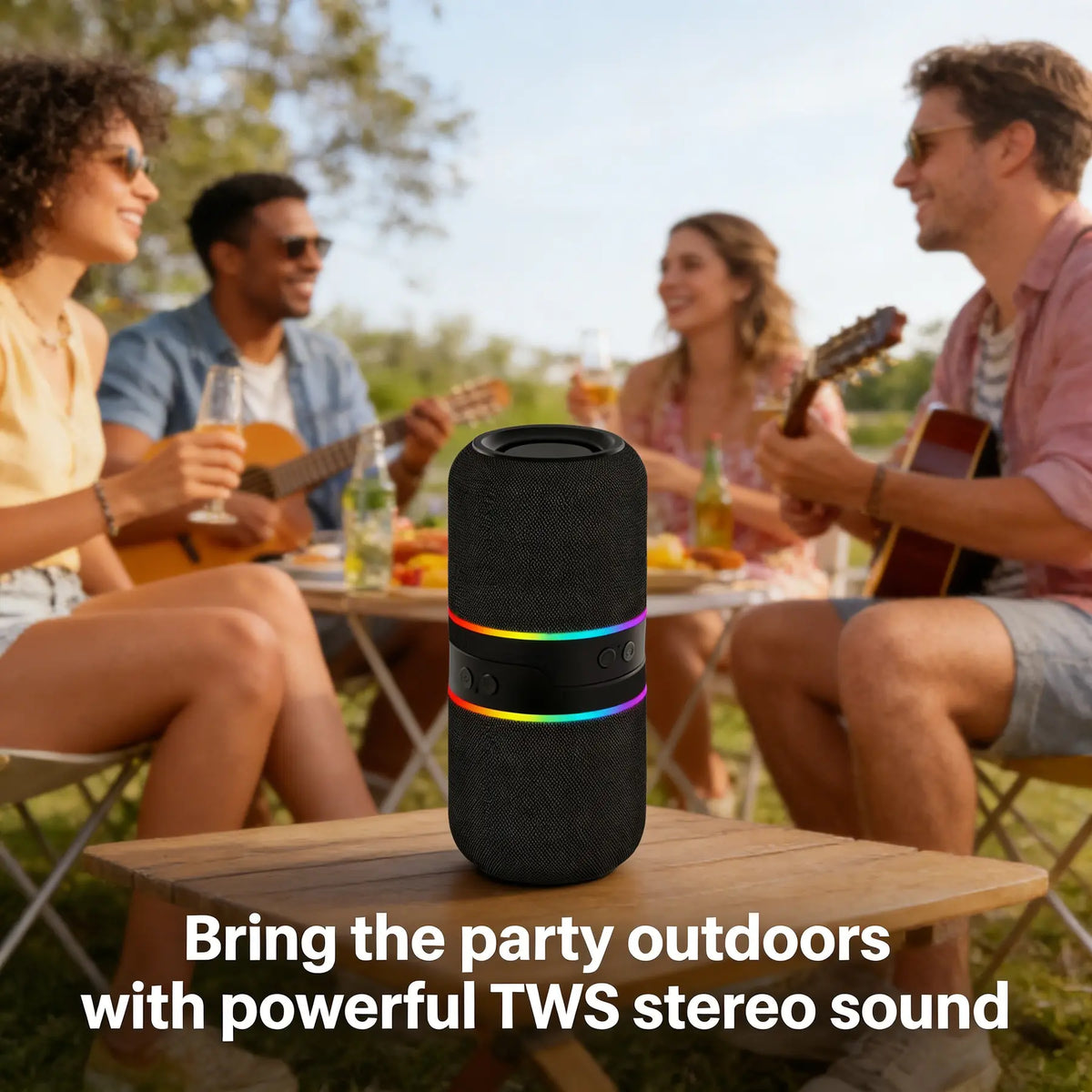 2-IN-1 Wireless Speaker Bluetooth, Multifunctional Wireless Speaker, Twist and Split to 2 Speaker, FM Radio, Magnetic Audio System, for Home/Outdoor/Beach/Party, [Stromberg] [TWIN-2] Stereo Audio, Wireless Bt Speaker