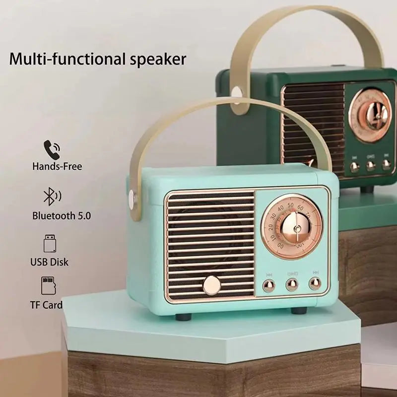 Portable Wireless Speaker, 1 Count USB Rechargeable Retro Radio Design Speaker, Wireless Bluetooth-Compatible Speaker for Home, Outdoor, Car, Travel, Rechargeable Stereo Speaker
