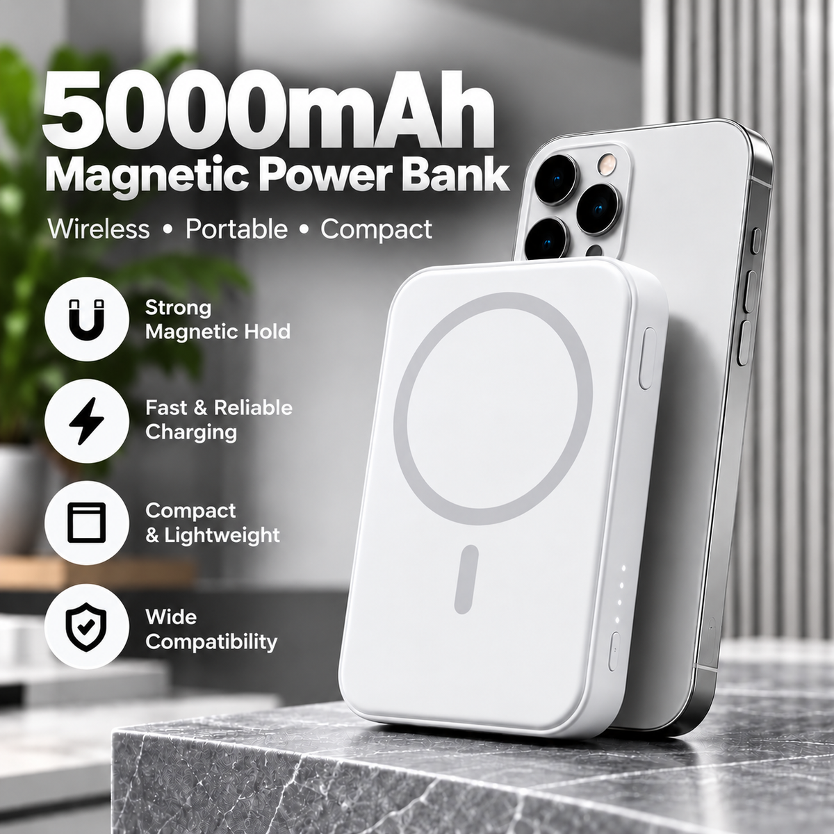 5000Mah Magnetic Power Bank