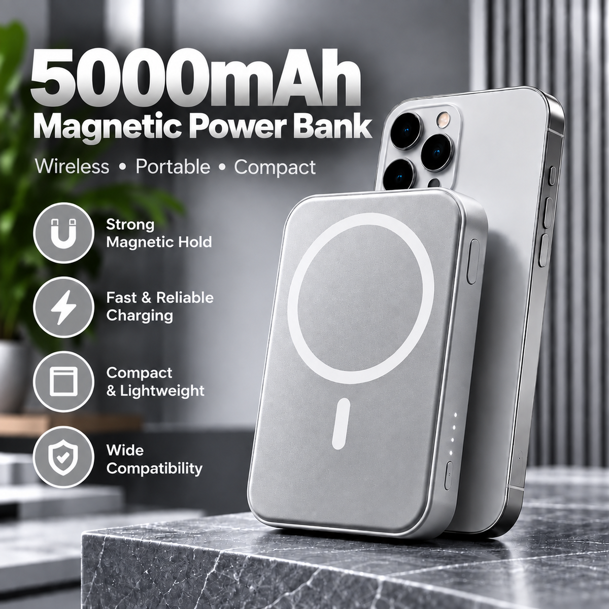 5000Mah Magnetic Power Bank