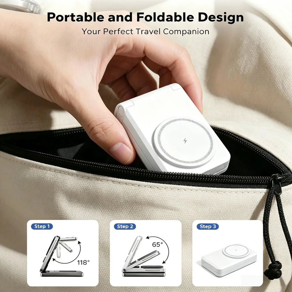 Foldable Magnetic 3 in 1 Wireless Charger Travel Portable Charging Station Travel Gadgets for Iphone 16，Airpods & Apple Watch，Desk Organizer Charging Station，Multi Device Charger Simultaneously