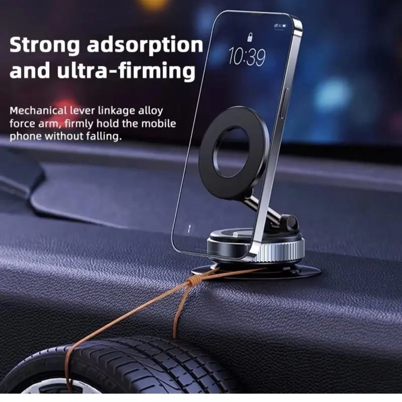 Magnetic Car Phone Holder Foldable Design 360° Adjustable Rotation Vacuum Mount