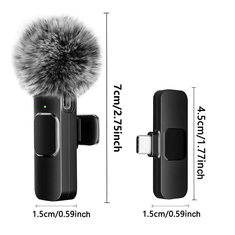 HITOZON Mini Wireless Mobile Lavalier Microphone for Iphone/Android Smartphones - Portable USB-C Lapel Mic with ABS, USB Cable, 1-Touch Recording, Mute Function for Business Audio/Video Recording, Plug-And-Play Vlogging Equipment