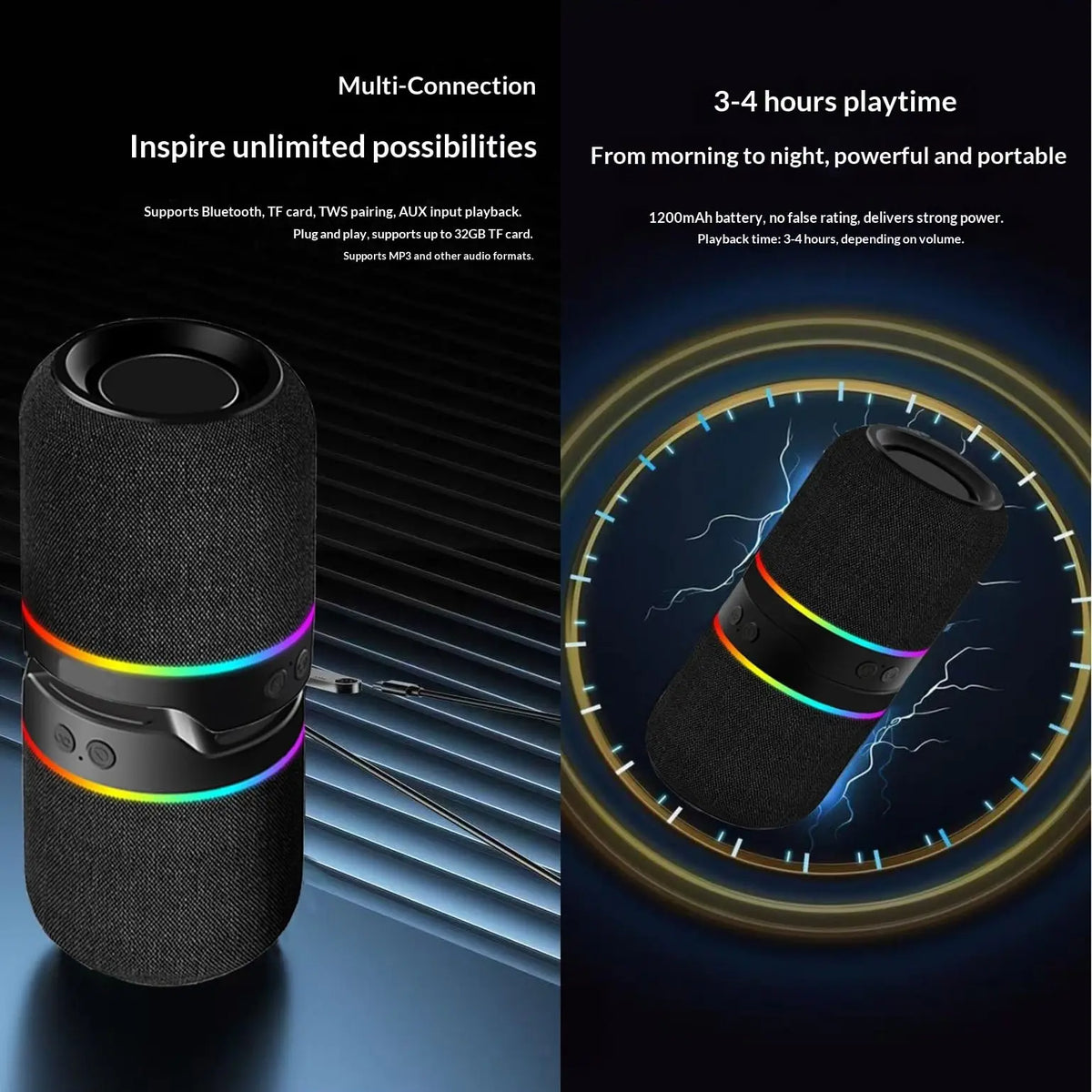 2-IN-1 Wireless Speaker Bluetooth, Multifunctional Wireless Speaker, Twist and Split to 2 Speaker, FM Radio, Magnetic Audio System, for Home/Outdoor/Beach/Party, [Stromberg] [TWIN-2] Stereo Audio, Wireless Bt Speaker